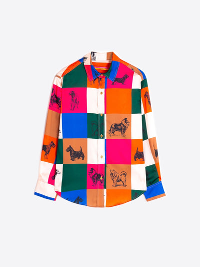 Vilagallo Shirt DONIA Silky Dog Print Multi