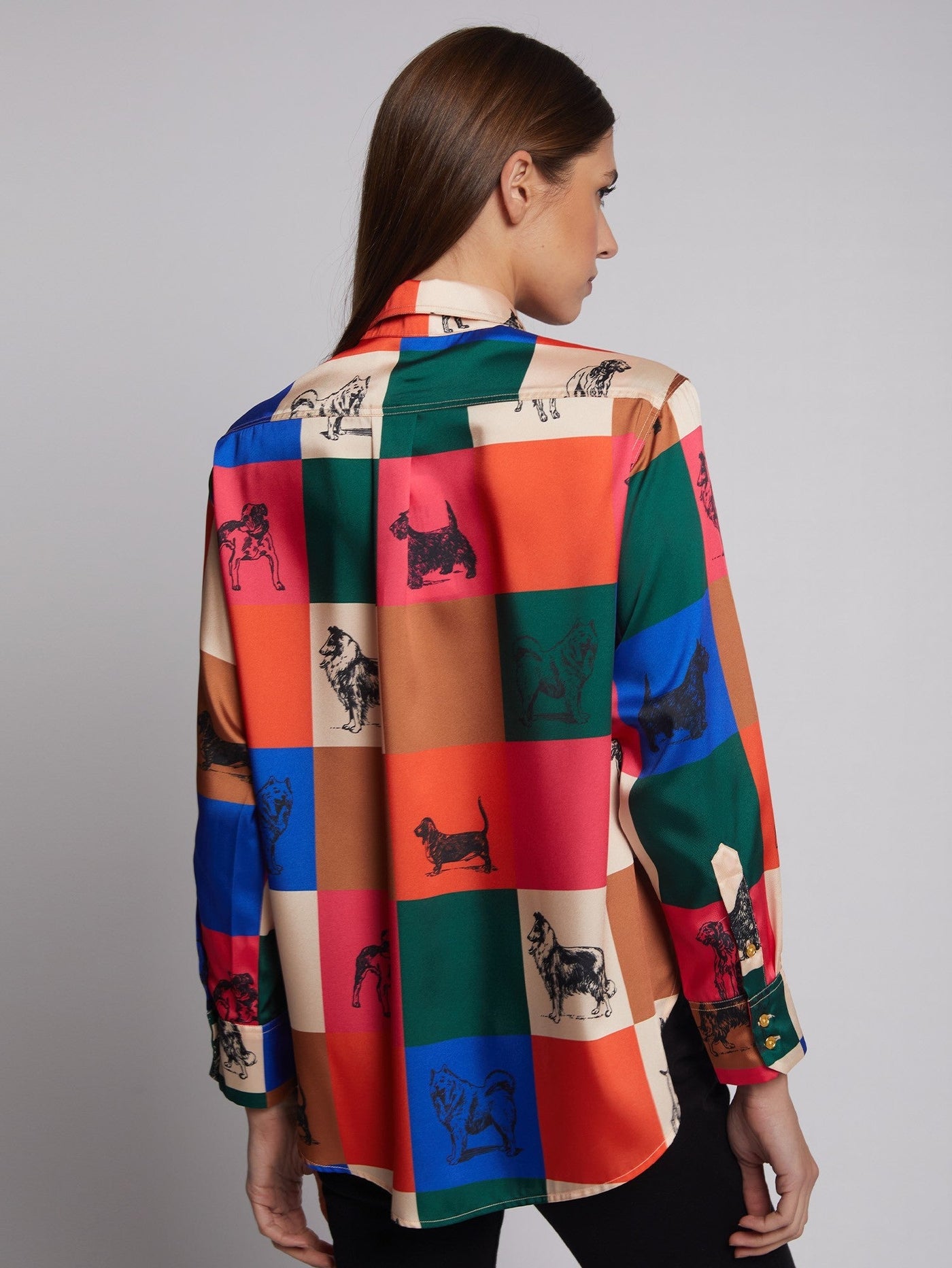 Vilagallo Shirt DONIA Silky Dog Print Multi