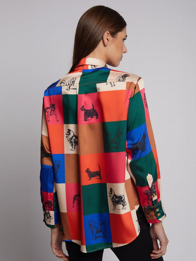 Vilagallo Shirt DONIA Silky Dog Print Multi